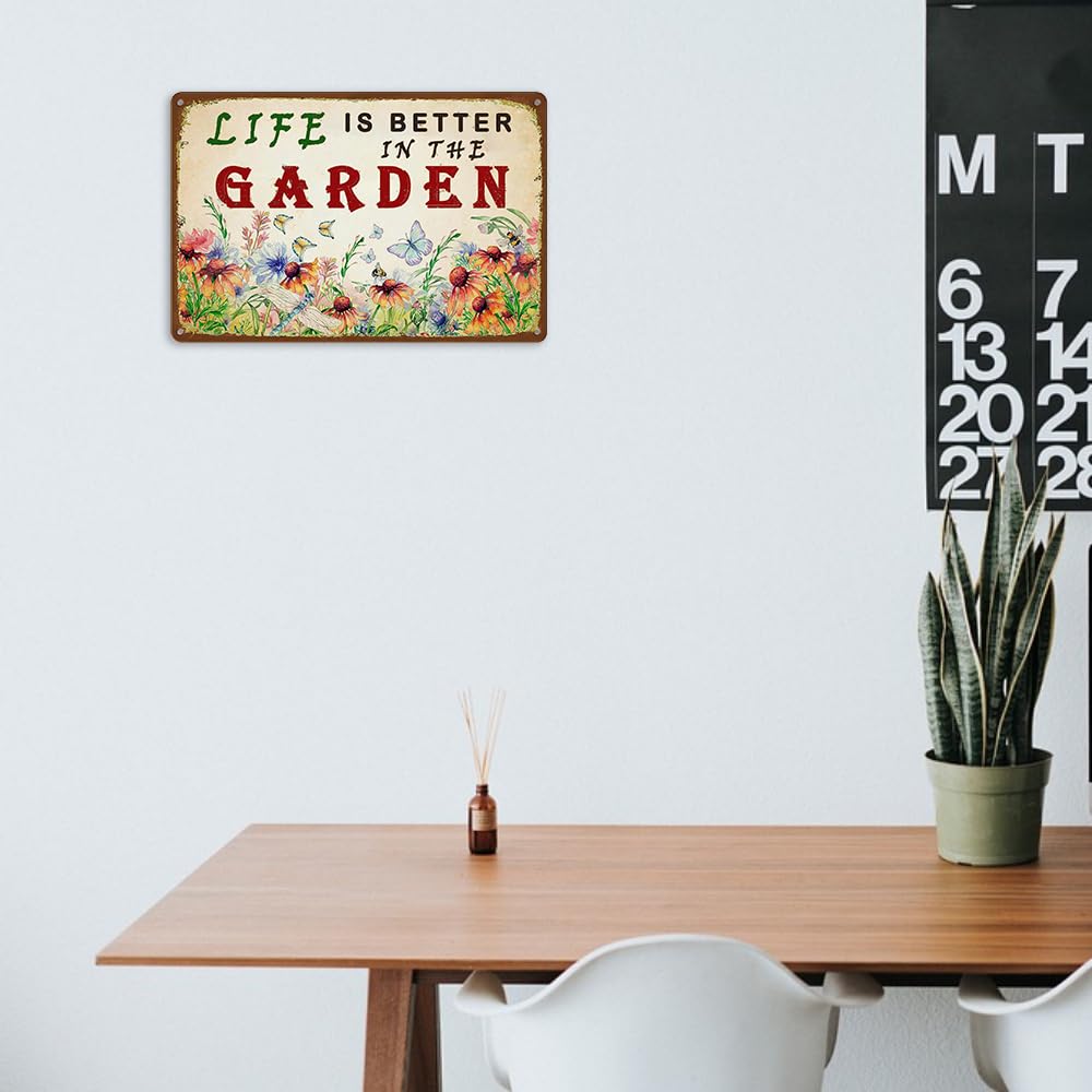 Amazon.com : Garden Sign Vintage Gardening Metal Sign Life Is