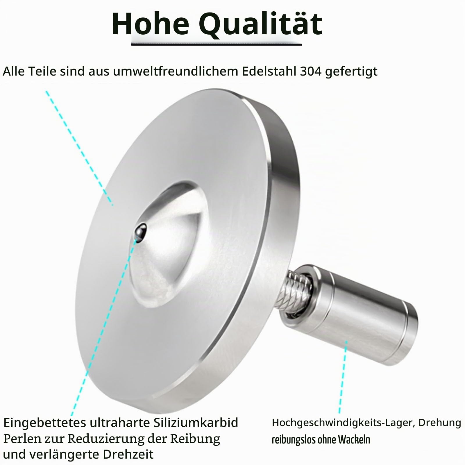 Präzisions kreisel mit Schnur, Hochleistungs-Gyrospielzeug aus rostfreiem Metall und ohne Schwerkraft, erstaunliche Drehzeit von bis zu 15 Minuten, effiziente Zeitverschwendung (S, Silber)