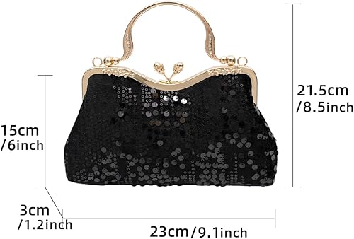 Miniatura 2 de Bolso de noche de terciopelo con lentejuelas vintage bolso de hardware de flores adecuado para banquetes de boda fiesta ocasiones formales