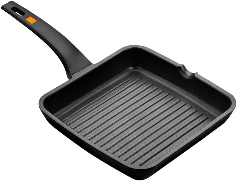 Braisogona Efficient Ribbed Grill Pan, Cast Aluminium, Black, 22 x 22 x 30 cm