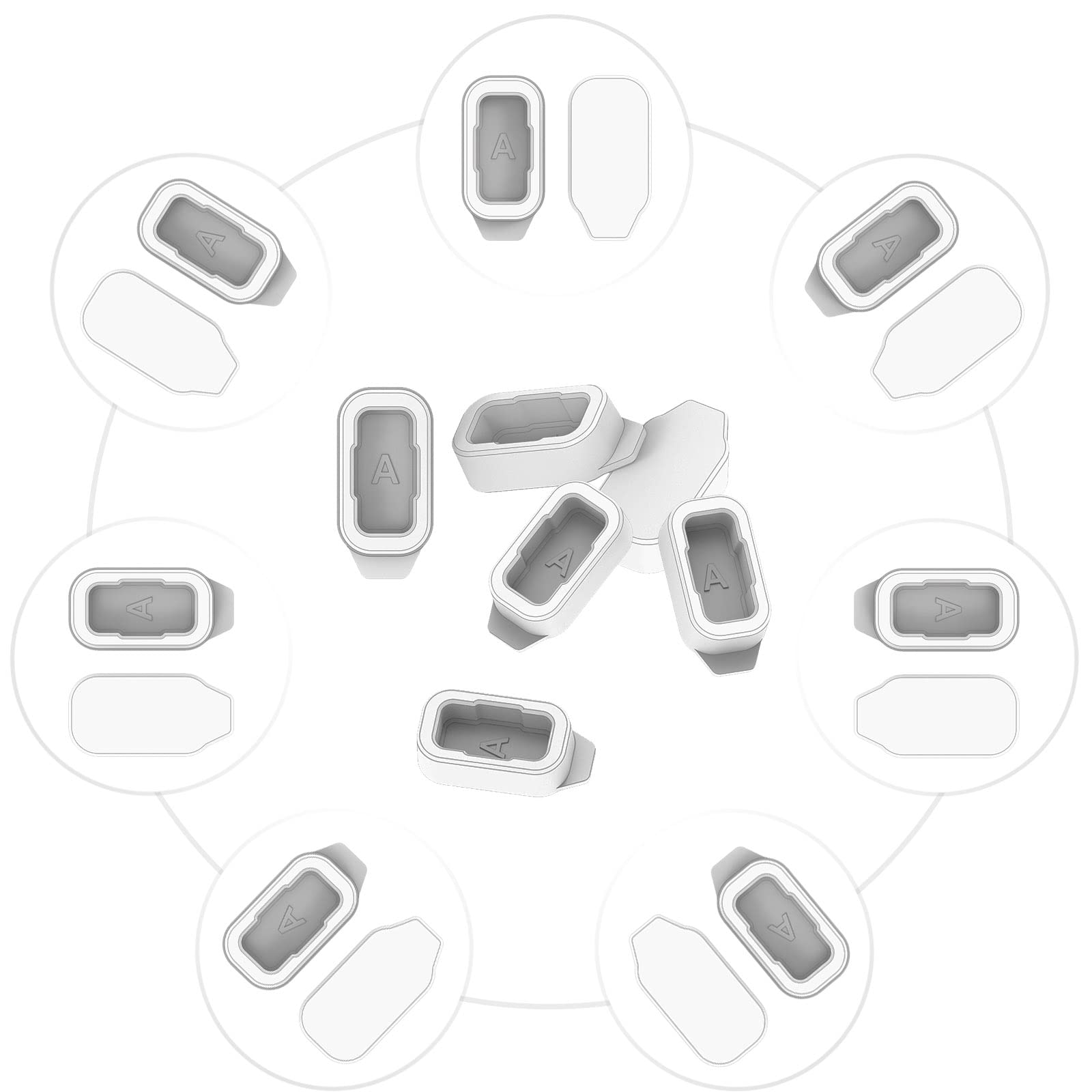 Bshirmay Dust Plug Compatible with COROS PACE PRO/PACE 3/PACE 2/VERTIX 2/APEX 2 PRO Watch Band Charger Port Protector Cover Anti-dust Accessories White 20 Pieces