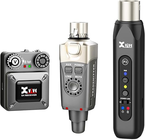 Xvive Sistema de monitor intrauditivo inalámbrico U4 Paquete P3 Receptor Bluetooth inalámbrico XLR