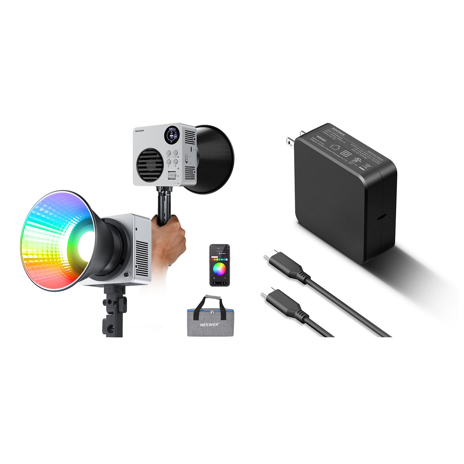 Amazon.com : NEEWER HB80C RGBWW LED Video Light with Built-in 72Wh