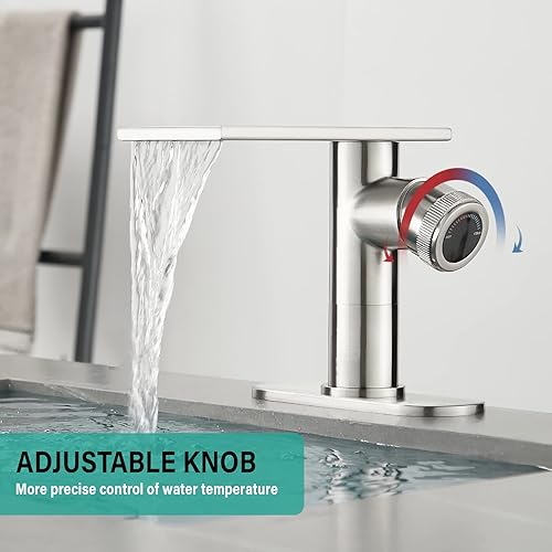 Miniatura 5 de becola Grifo moderno para lavabo de baño, grifo de fregadero de níquel cepillado, grifo mezclador de lavabo frío y caliente de un solo orificio para