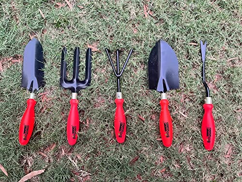 BIOLAND Home Gardening Tool Kit (Durable and Heavy Duty)-Trowel, Fork, Shovel, Rake, Weeder. Exclusively Designed and Made for Home Gardeners