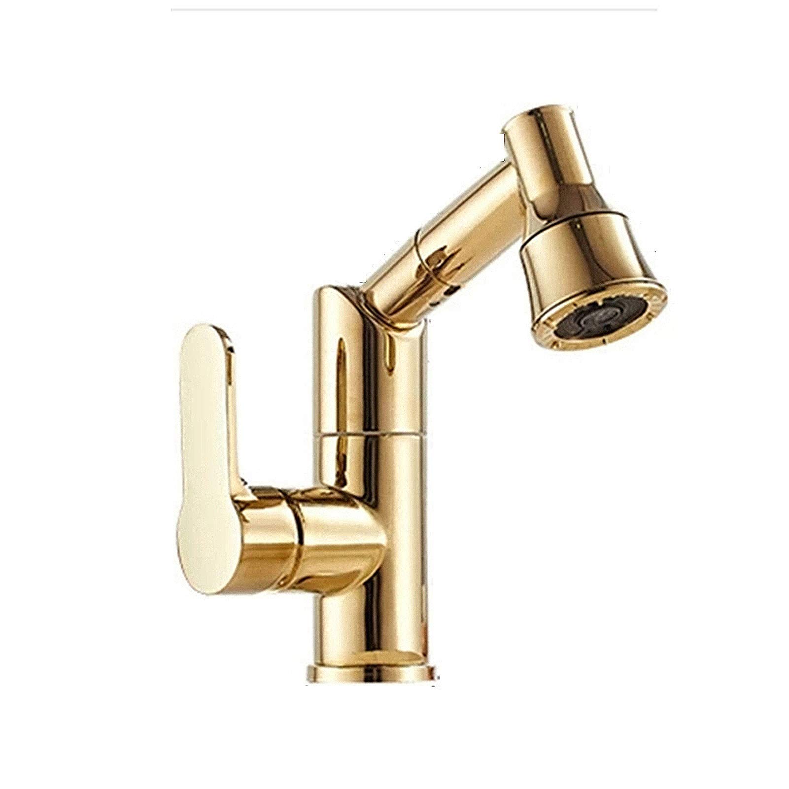 Robinet de bassin doré mitigeur extractible eau chaude et froide