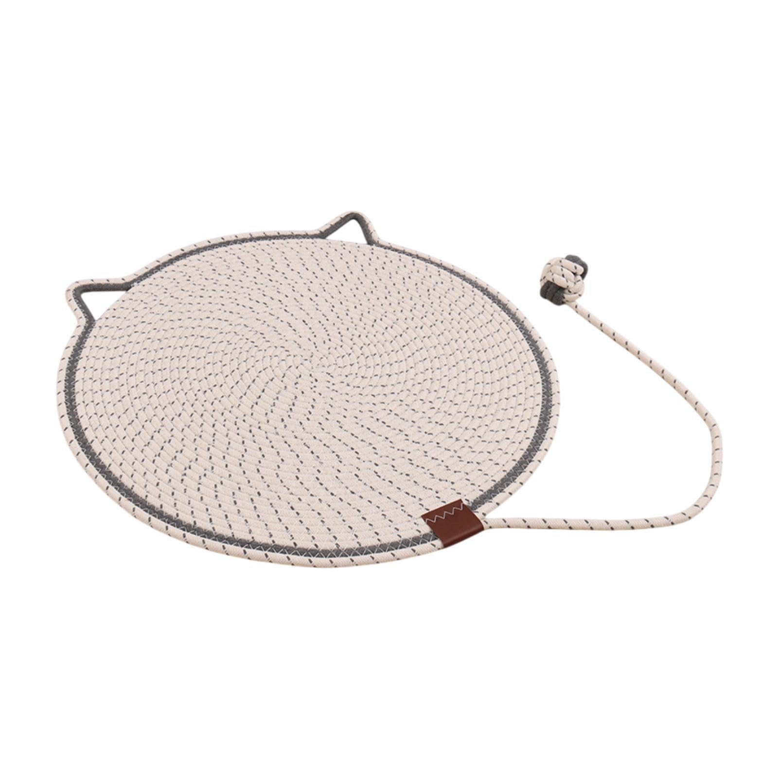LOVIVER Cat Scratching Mat Scratch Pad Round Cotton Rope Furniture Protector Floor Cat Scratching Pad for Wall Couch Playing Relaxing, White