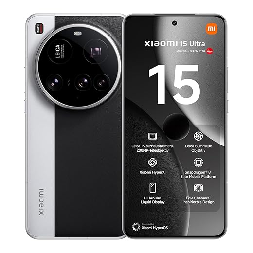 Xiaomi 15 Ultra Smartphone, 16+512GB, Argento, Lenti Leica Summilux, Sensore principale da 1 pollice, 200MP, Batteria da 5.410mAh, HyperCharge da 90W, HyperAI (Caricabatterie non incluso)