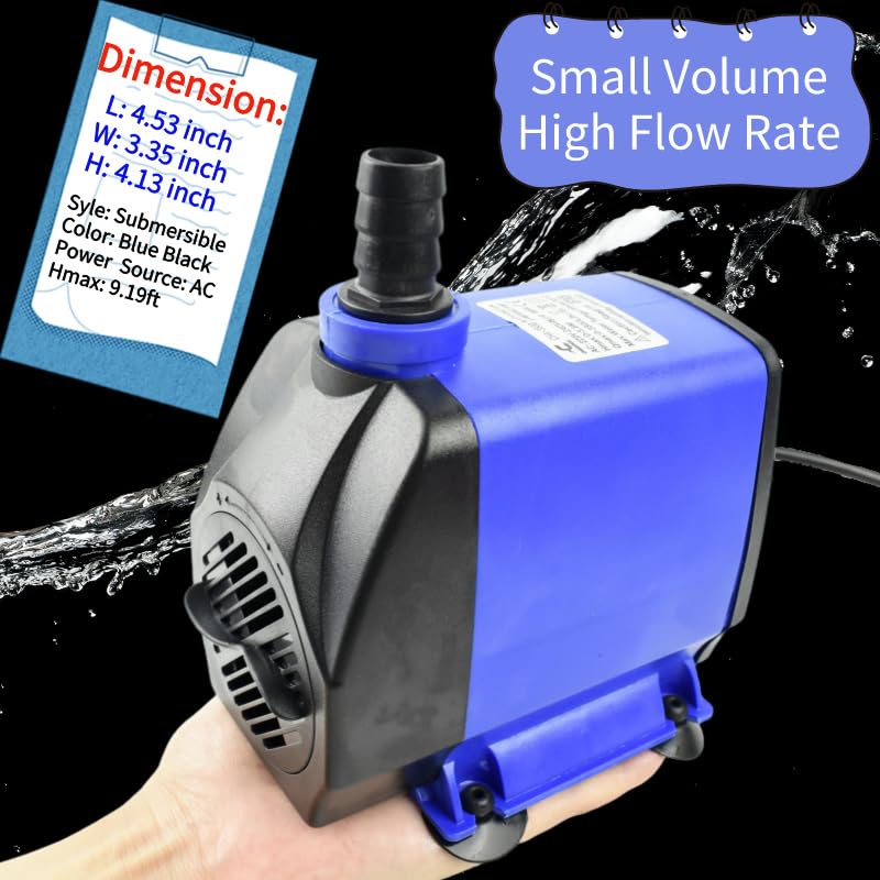 Image of Conquerall CHA-2800 800GPH 3100L /H AC 110V Submersible Pump 55W Adjustable High-Flow Water Pump for Aquariums, Hydroponic Systems, Waterfalls, Ponds, Soilless Plants and Pet Fountains