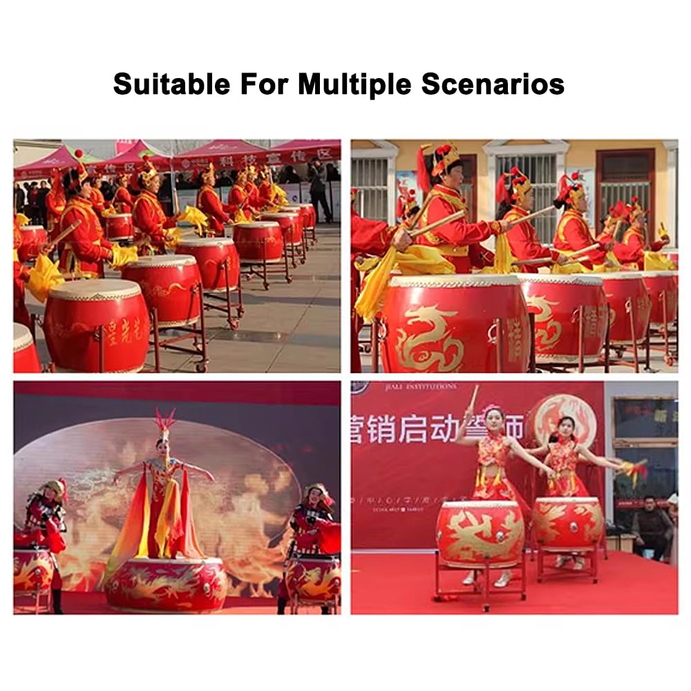 Tamburo cinese con supporto, tamburi acuti in legno massiccio, supporto per spettacoli di festival,Dragon drum,58CM