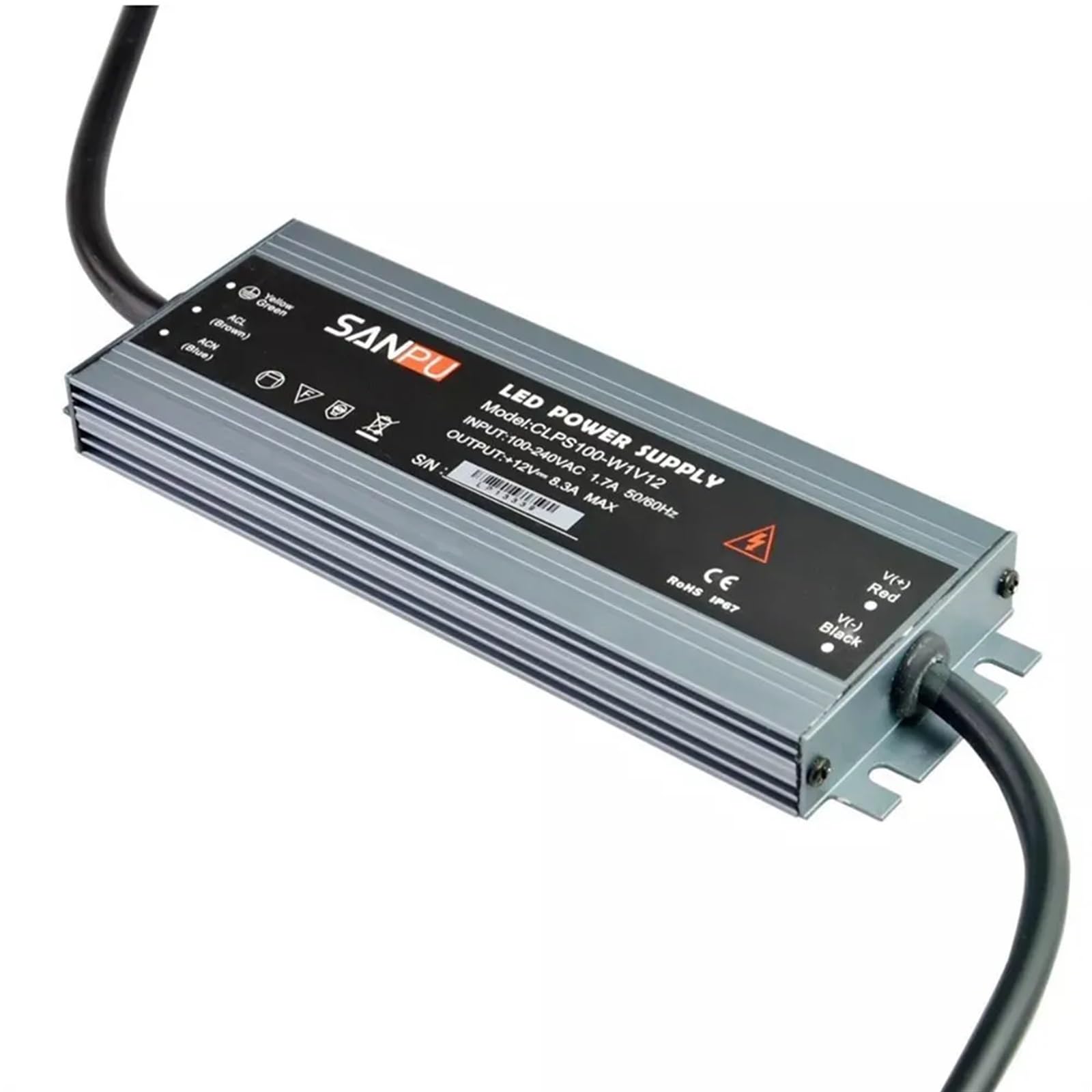 Alimentatore LED impermeabile IP67 CA 110 V 220 V a DC12V DC24V Driver LED Trasformatore di luce LED ultra sottile impermeabile(100W,DC 12V)