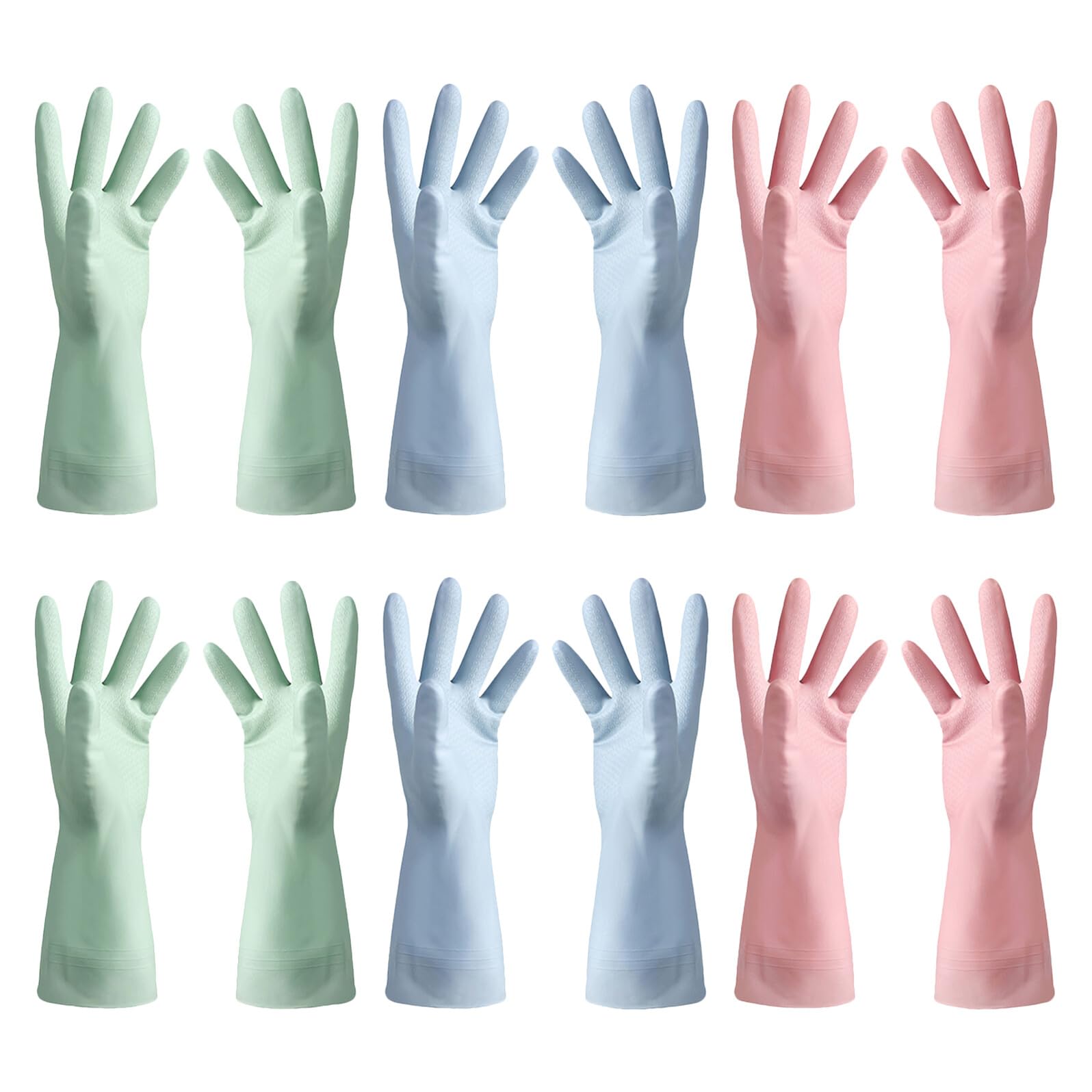 6paia Guanti Riutilizzabili Pervare i Piatti Guanti da Cucina in Pvc Impermeabili per Pulizia del Bagno del Bucato dei Piatti dei Lavori Domestici Prodotti per Pulizia