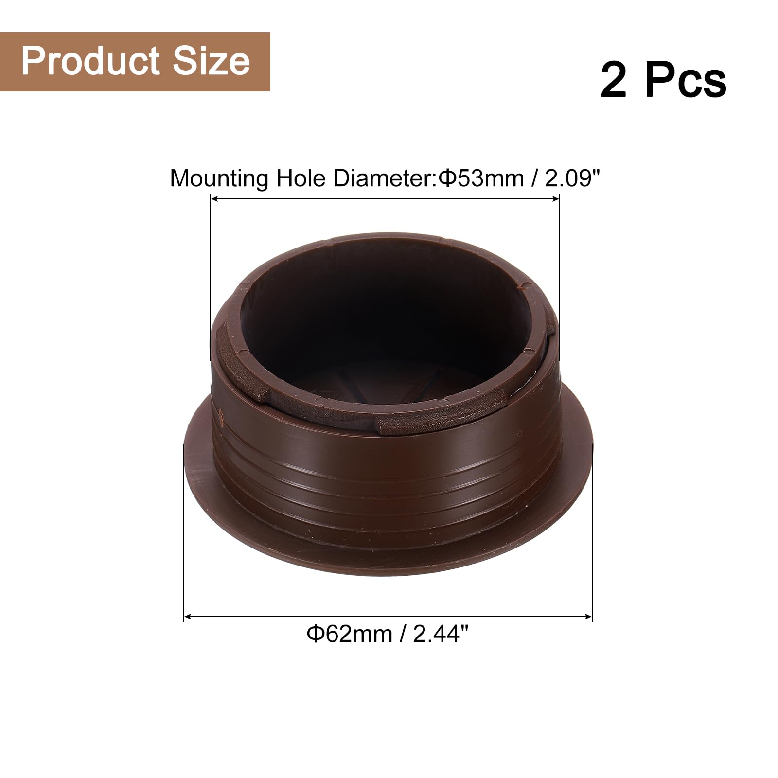 uxcell 2 Pcs Desk Grommet, 2.09 inch 53mm Desk Cable Hole Cover Wire Hole Insert for Home Office Table Cabinet Cord Organizer, Coffee