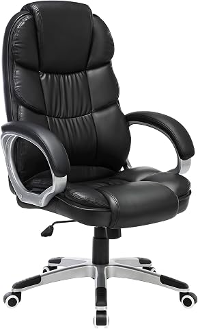 SONGMICS Yüksek Arkalıklı Ofis Koltuğu, Yönetici Koltuğu, Masa Koltuğu, Yükseklik Ayarı, Siyah, 67 X 66 X 114 Cm Obg24B
