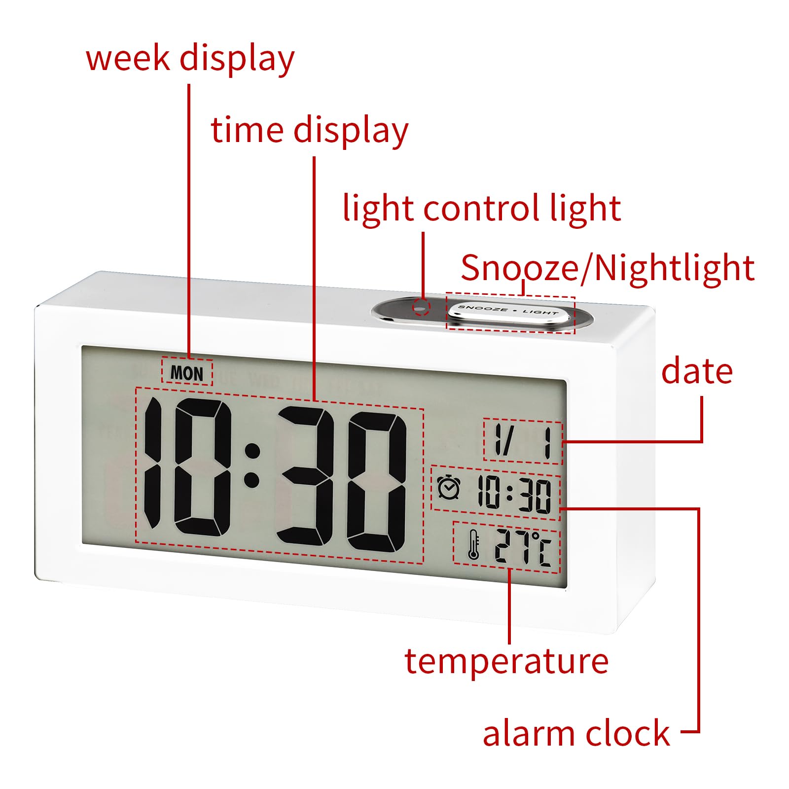 CYMNER Desk Clock, Classic Alarm Clock with Elegant Design - Image 4