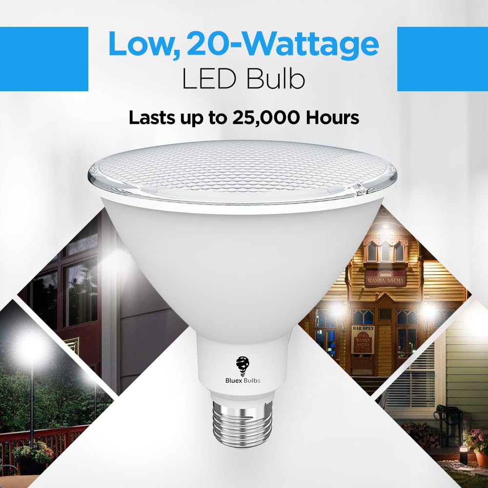 2 Pack High Power Outdoor PAR38 20W 250 Watt Equivalent 2800 Lumens Dimmable LED Flood Light Bulb Super — view 5