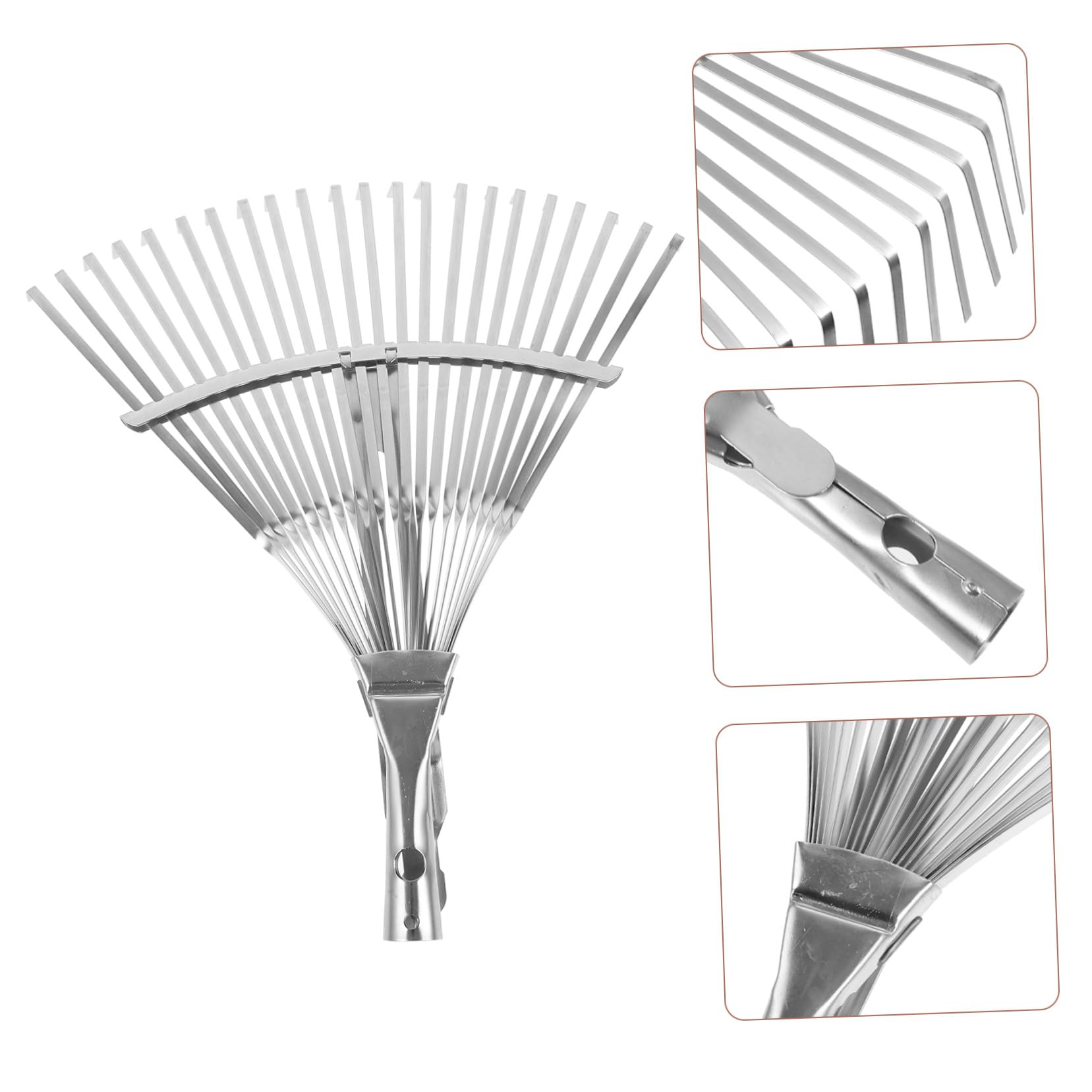 Ausziehbarer Gartenrechen aus Edelstahl Robuster Leichter Metallrechen zum Glätten und Bewegen von Laub im Garten Verschleißfest und Silberfarben