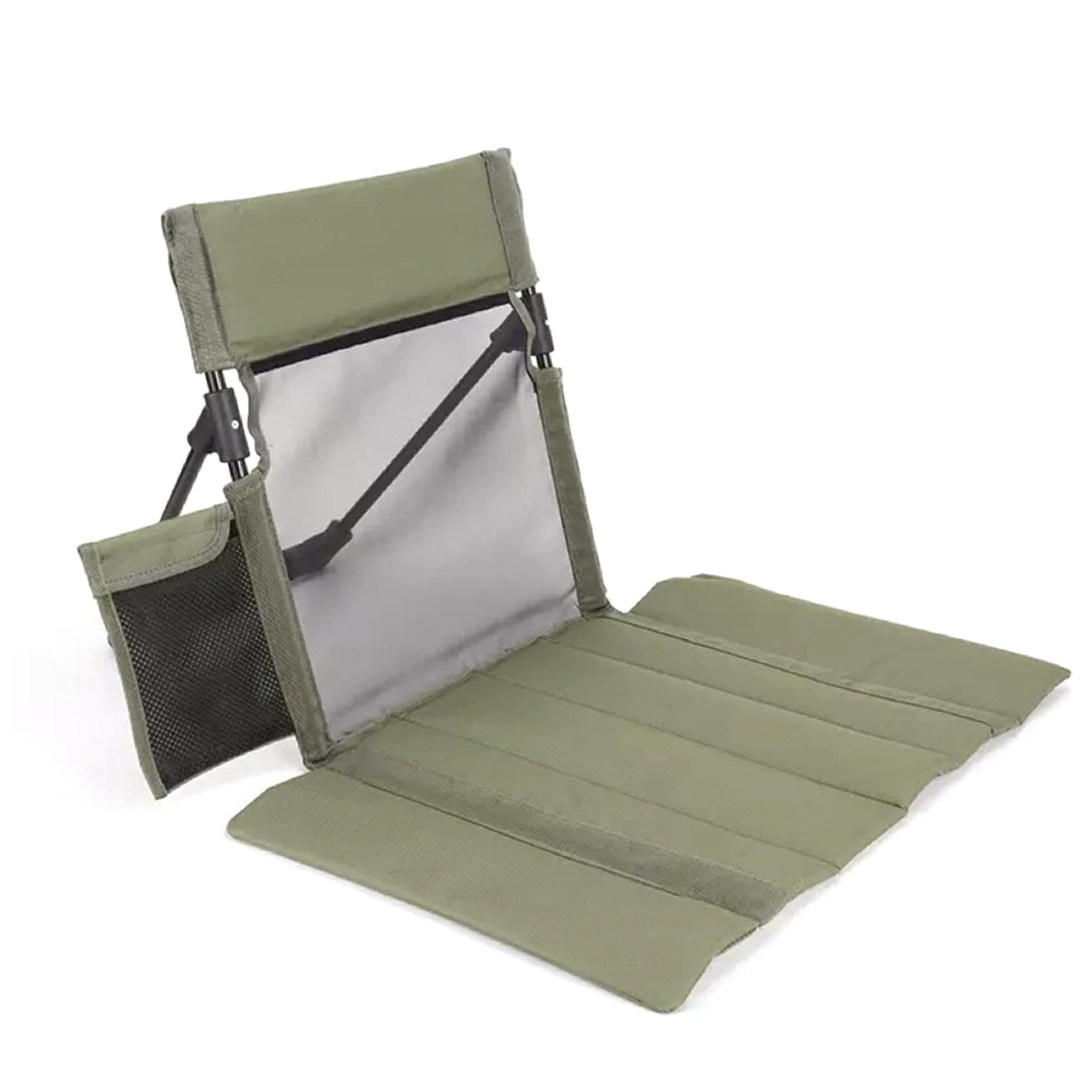 Xoeryoy Floor Chair, Foldable Camping Chair with Meah Back Support & Pocket, Portable Lightweight Mat for Picnic Beach Travel, Green