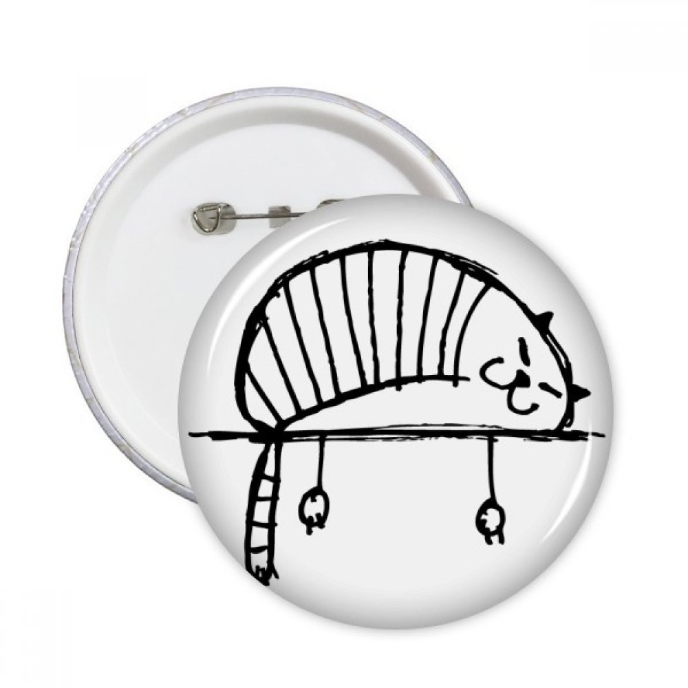 Badge chat couché Lazy Stripe bouton rond multicolore taille S pour customiser vos vêtements - 3