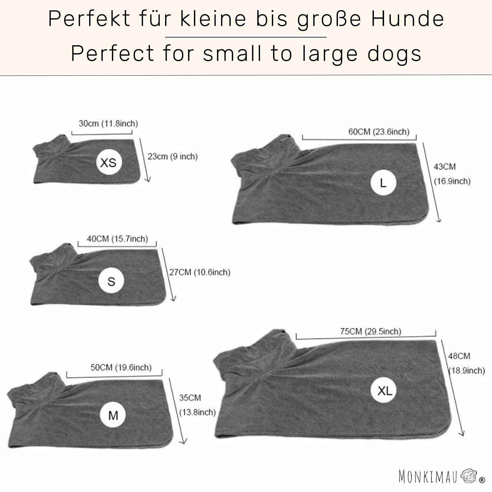 Monkimau Hundebademantel aus Mikrofaser für kleine mittelgroße große Hunde (L)