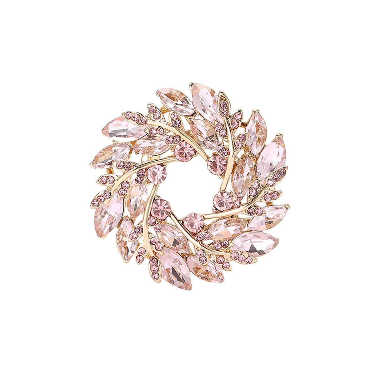 Rhinestone Flower Brooch for Women Sparkling Cubic Zirconia Wreath Brooch Pin Vintage Crystal Wheat Ear Flower Pin Elegant Clothing Hat Bag
