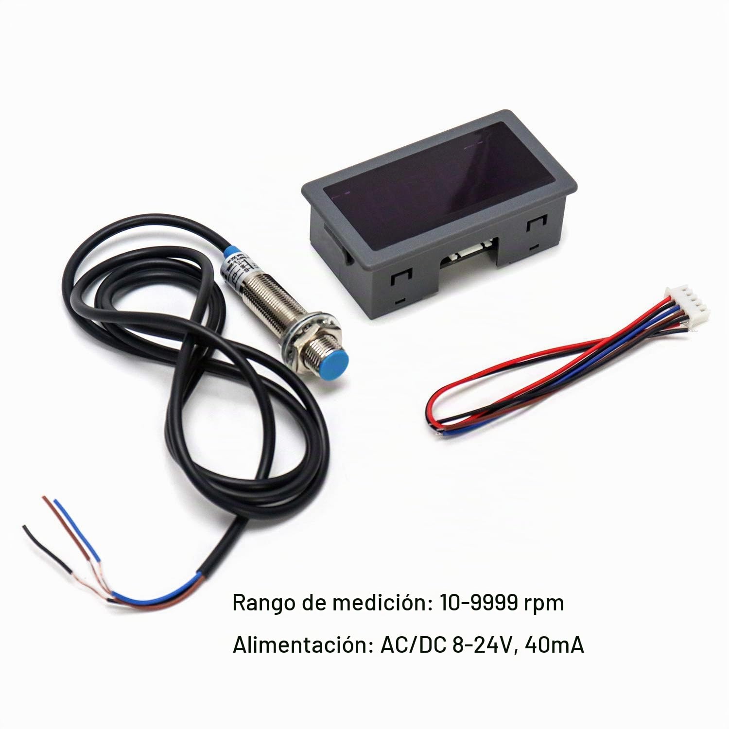 QWORK LED Tacómetro de Panel 4 Dígitos Medidor de Velocidad RPM Alta Precisión Sensor Hall NPN