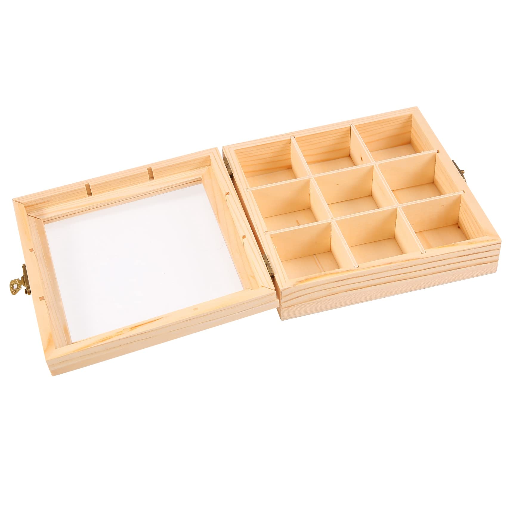 qimoi Wooden Tea Bag Jewelry Organizer Chest Storage Box 9 Compartments Tea Box Organizer Wood Sugar Packet Container