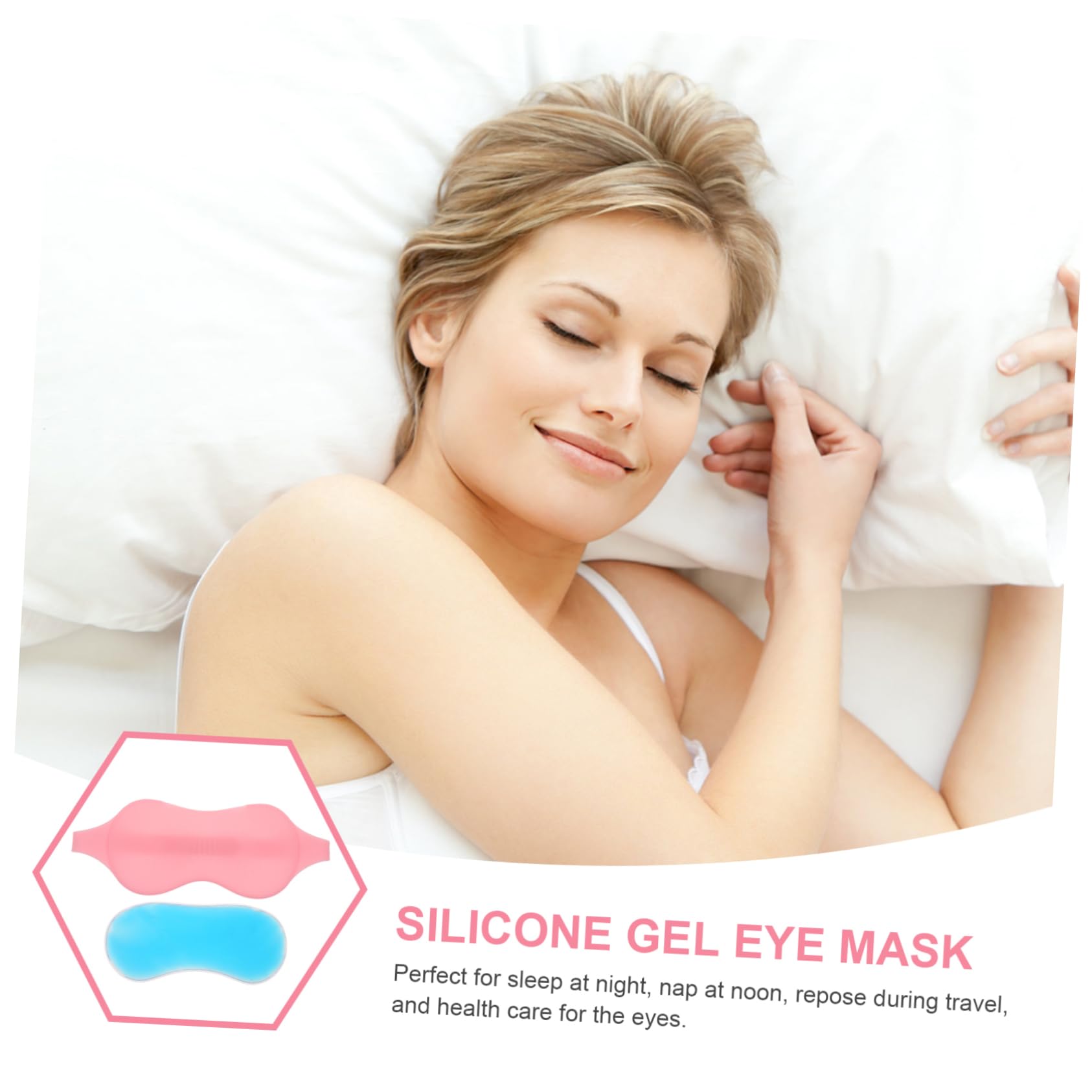 Maschera per Occhi in Gel Silicone Rosa, Compressa Calda e Fredda | Riposo in Viaggio e Sonno Notturno, Confortevole da Indossare, Foglio Gel Elastico