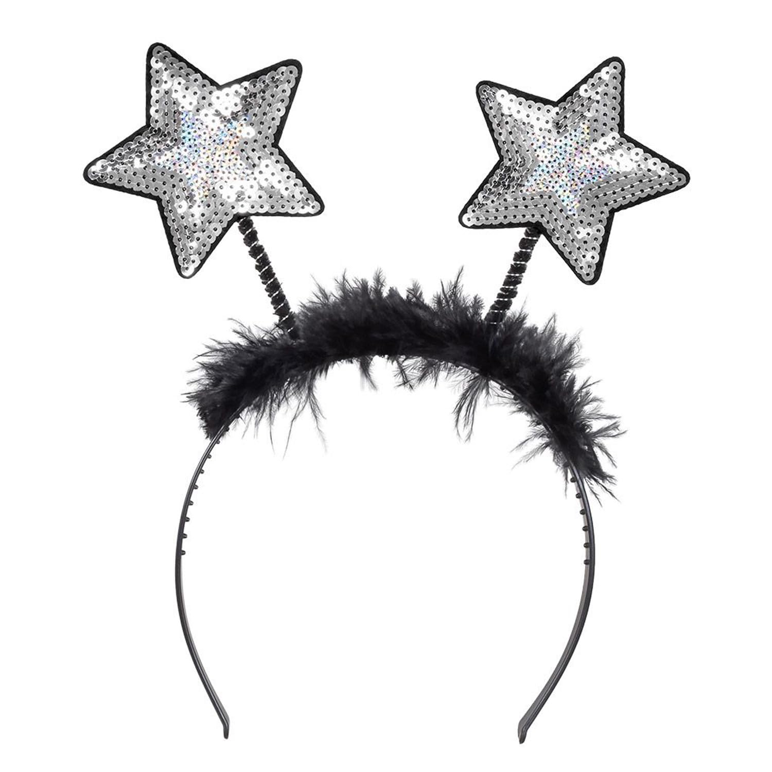 Boland - Star Tiara with Sequins, Headband with Feathers, Headpiece, Costume, Carnival, Theme Party, New Year's Eve