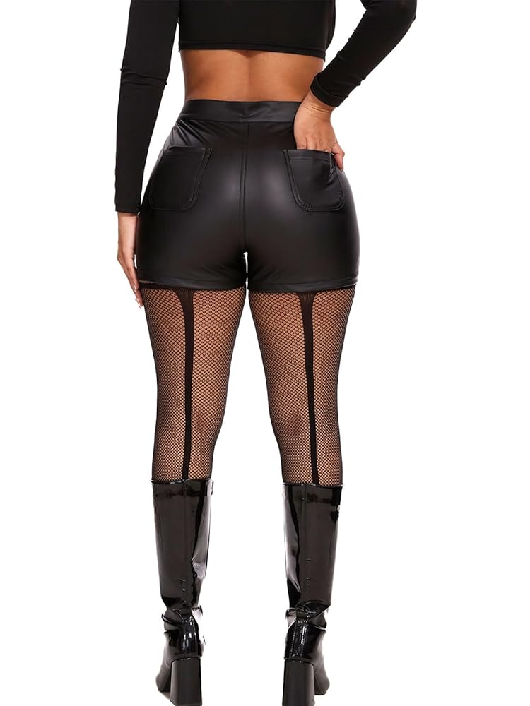 hibshaby Women's High Waisted Faux Leather Shorts Sexy
