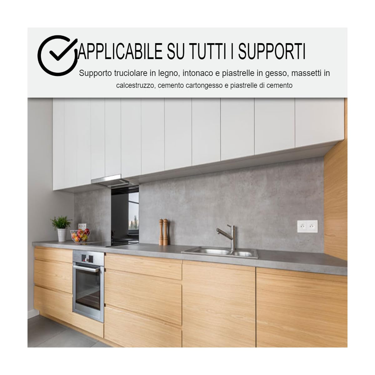 Cemento Cerato Cucina Piano di Lavoro e Credenza 10 m² Isatis Bianco