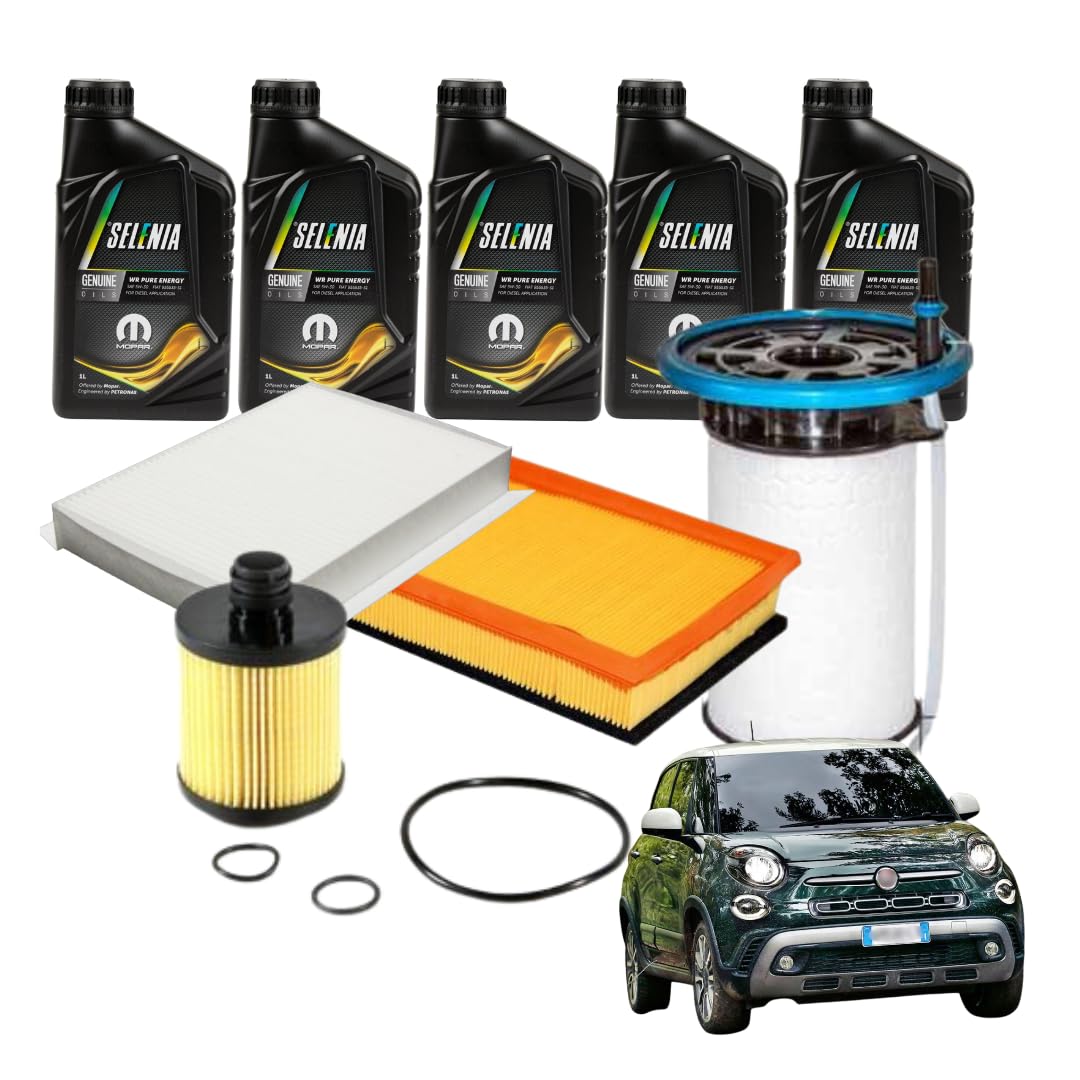 KIT TAGLIANDO COMPLETO OLIO SELENIA 5W30 5LT COMPATIBILE CON FIAT 500L 1.6 MULTIJET 120CV EURO6