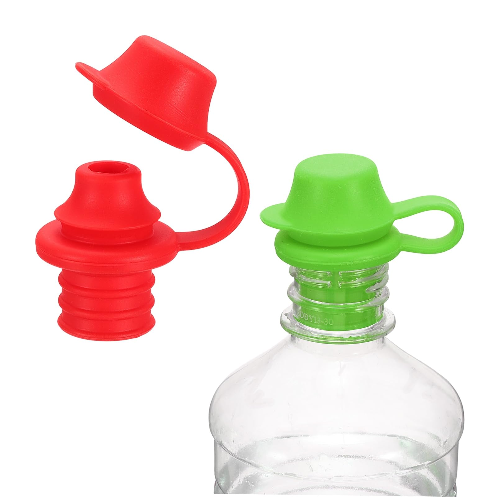 sourcing map 2Pcs Silicone Wine Stoppers, Reusable Spill Proof Water Bottle Stoppers with Protective Cap for Wine Beer Champagne Bottles Home Kitchen Bars, Green/Red