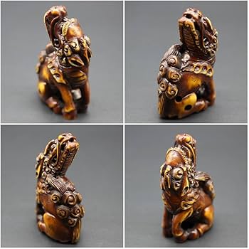 Amazon.co.jp: 獅子根付広之作腰提印籠彫刻時代物提げ物置物在銘