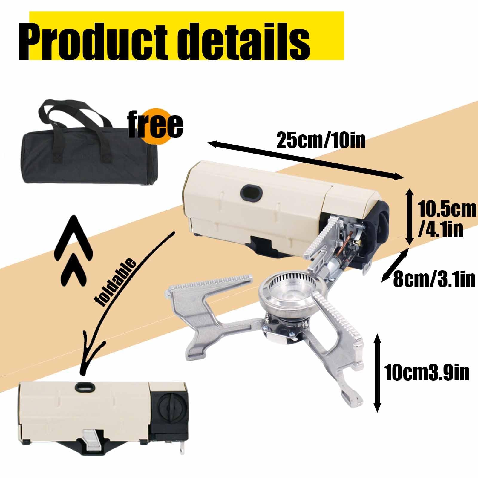 Réchaud de camping pliable | Brûleur à gaz compact 2600W | Compatible cartouches butane standard | Idéal randonnée, pique-nique, urgence(White)