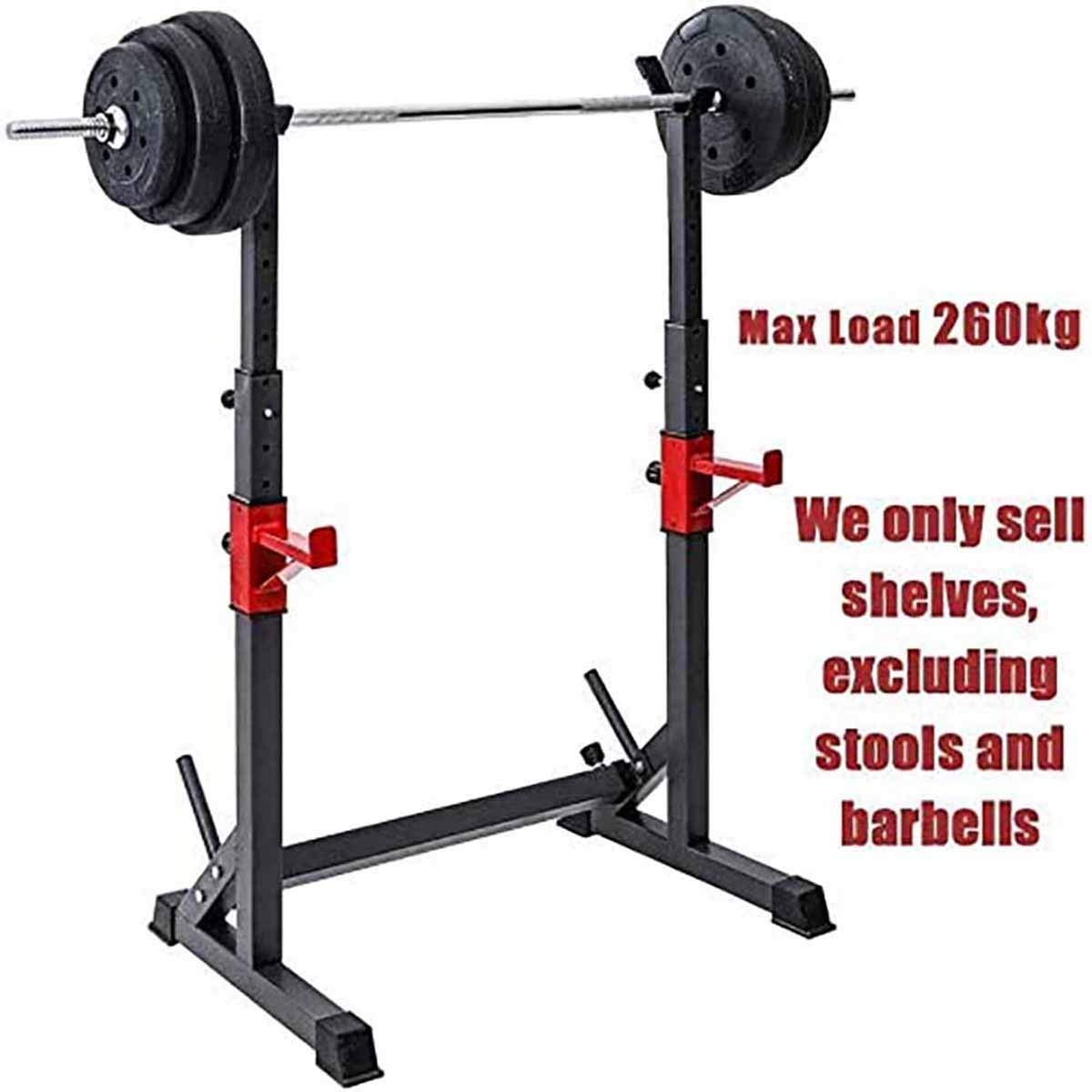 OTQEFTN Barbell Rack/Squat Rack, Max.Load 260 Kg, Adjustable Squat Stands Power Weight Bench Support for Barbell Free-Press Bench Home Gym