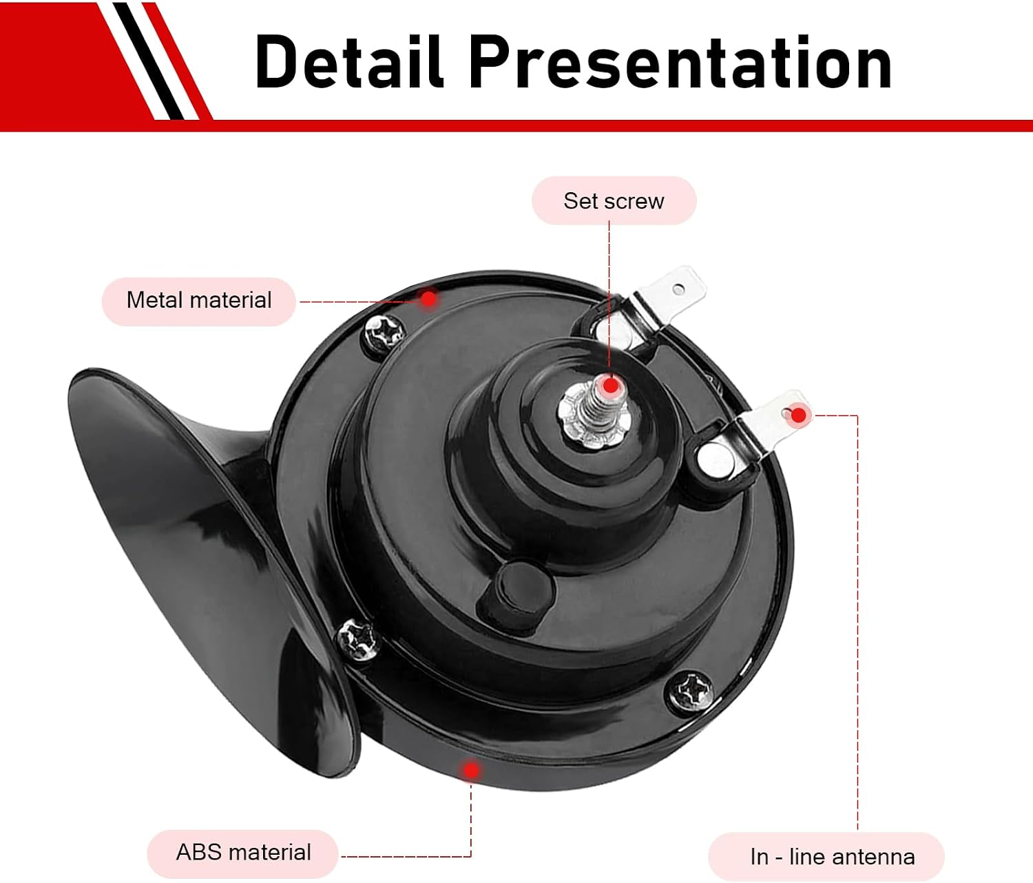 2 PCS 300DB Super Loud Train Horns, Waterproof Electric Snail Double Horn, 12V Car Air Horns Replacement Kit, Universal for Car, Motorcycle, Truck, SUV, Boat (Black)
