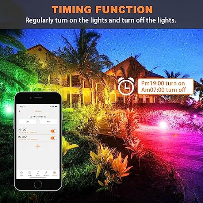 ILC LED Flood Light 30W Outdoor RGB Color Changing, Smart Floodlights RGBW 2700K Warm White & 16 Million Colors, 20 Modes, Grouping, Timing, IP66 Waterproof (2 Pack)