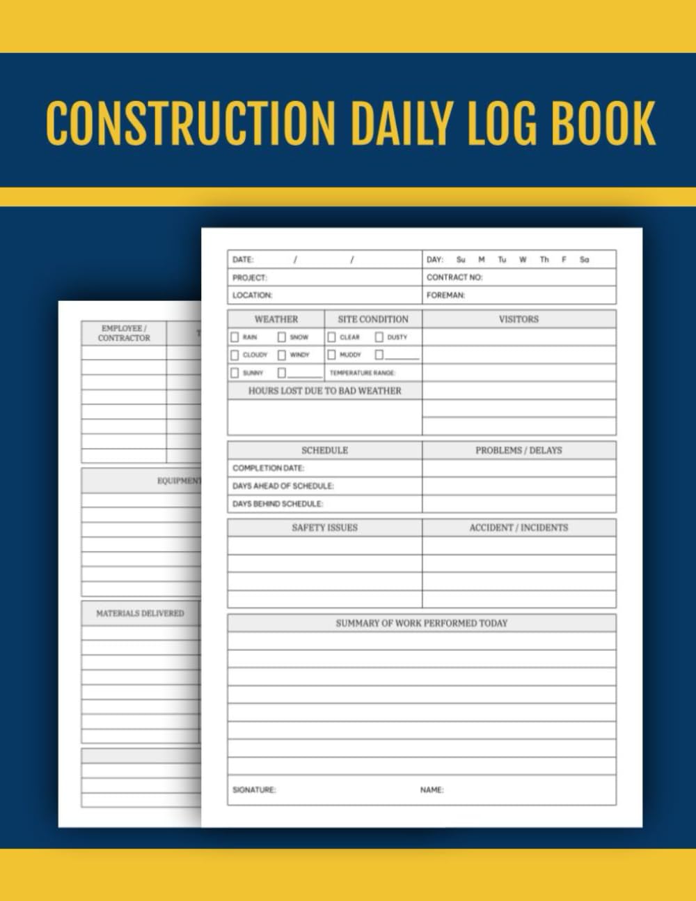Construction Site Record Book: Supervisor Daily Log Book