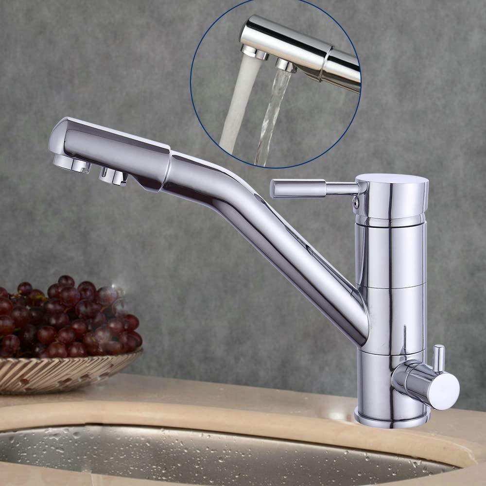 3 Wege-Wasserhahn, Küchenamatur 3 in 1 Waschbeckenarmatur Küche Wasserhahn Armaturen bad drehbar, Mischbatterie, Badamatur für Spülbecken, Küche, Bad