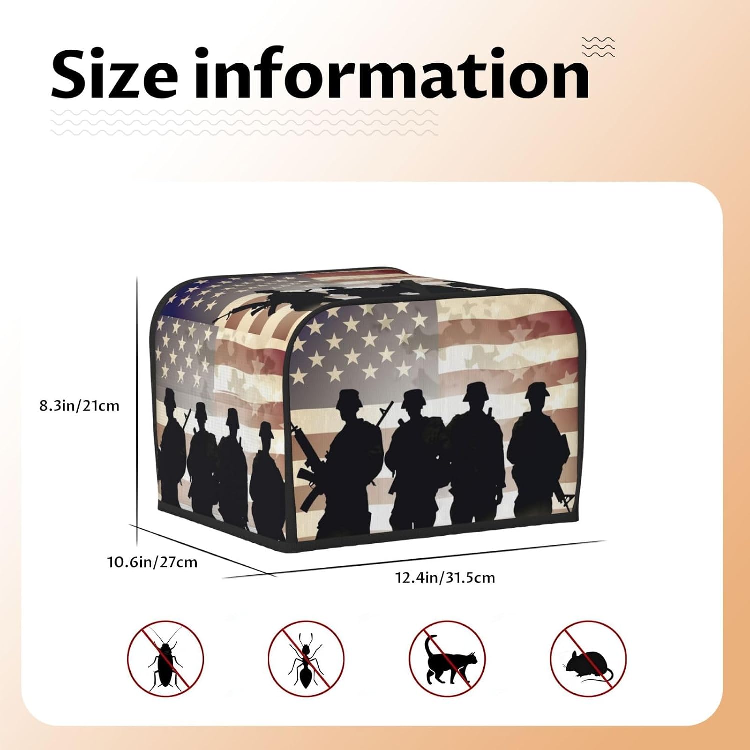 Armed Forces Day American Toaster Cover 4 slice Kitchen Small Appliance Covers with Pockets Toaster Dust Cover with Top Handle Oven Cover Washable Universal Bread Maker Cover for Kitchen