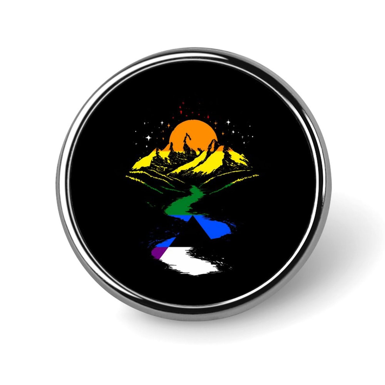 Straight Ally Flag Mountains Round Brooch Pins Button Badges Decoration Hat Clothing Bag Accessories Gift