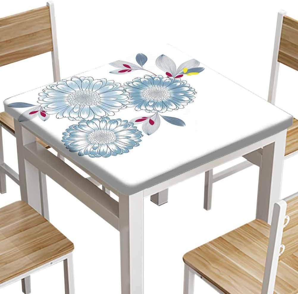 oobon Elastic Tablecloth Square Fitted, Floral Abstract