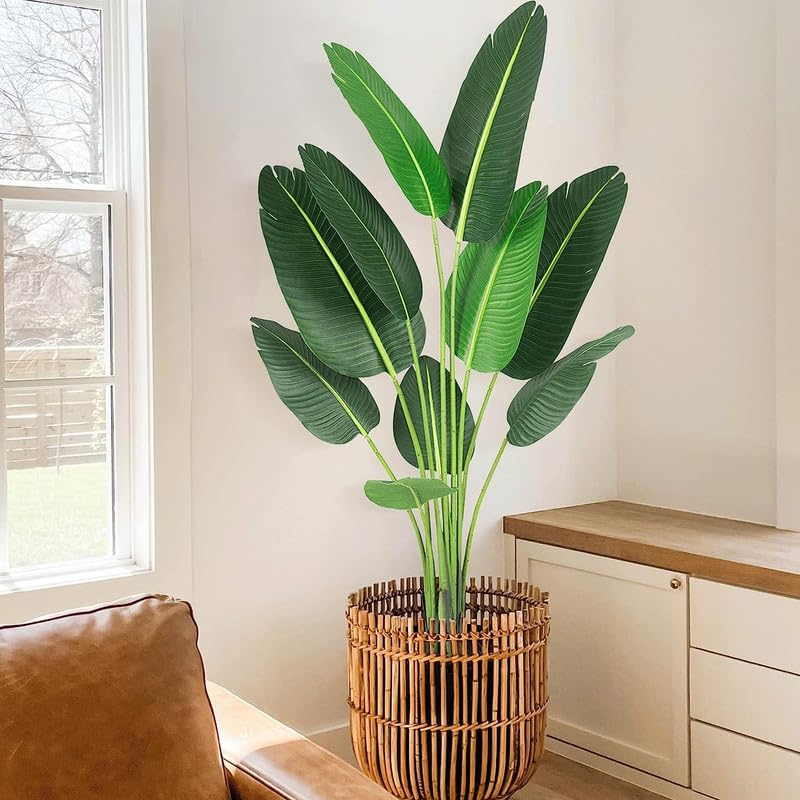 IDEALHOUSE 4ft Artificial Bird of Paradise Palm Tree, Realistic Faux Plant, Indoor/Outdoor, Low Maintenance, Perfect Housewarming Gift