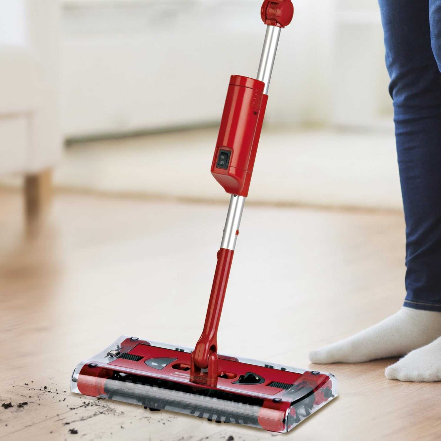 Swivel Sweeper Balai sans Fil avec Fonction de Balayage - sans Fil, sans Sac & Rechargeable - Balai de Sol avec Articulation articulée ménageant Le Dos & Rotation à 360° - Flexibilité maximale