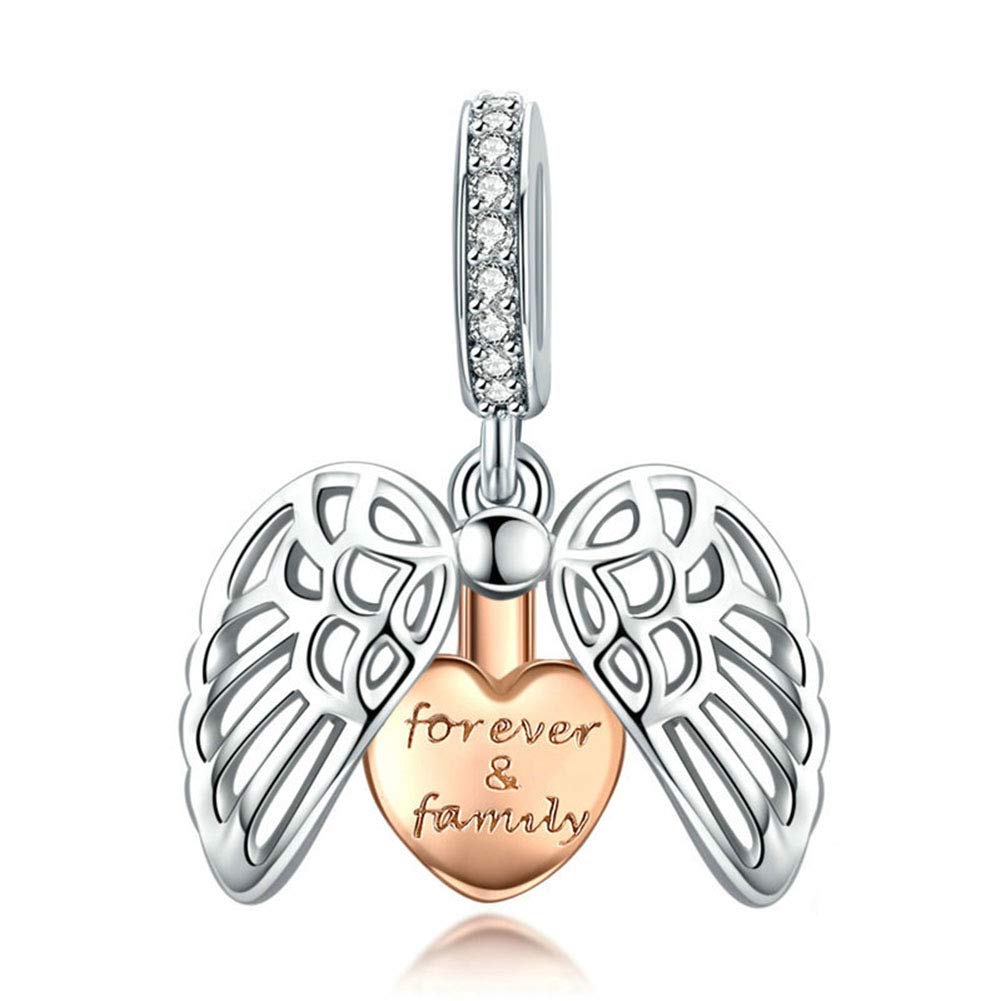 Forever Family Charm 925 Sterling Silver Wing Charm Feather Charm Love  Charm Anniversary Charm for Pandora Charm Bracelet