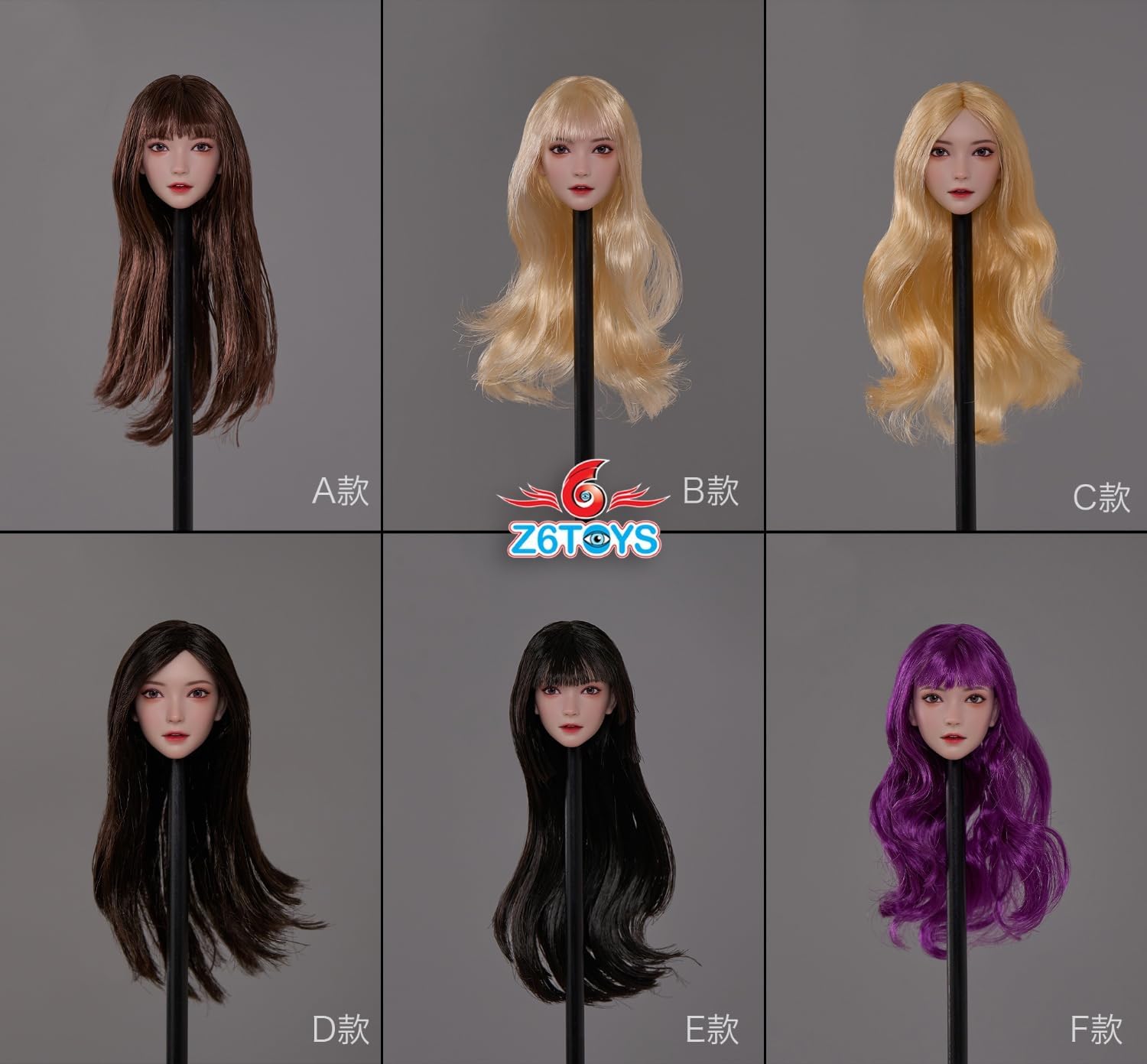 Z6TOYS 1/6 フィギュア 女優 女性 YUE 可動目ヘッド アクセサリー 交換用 植毛タイプ ヘッド アクション アンチ Z