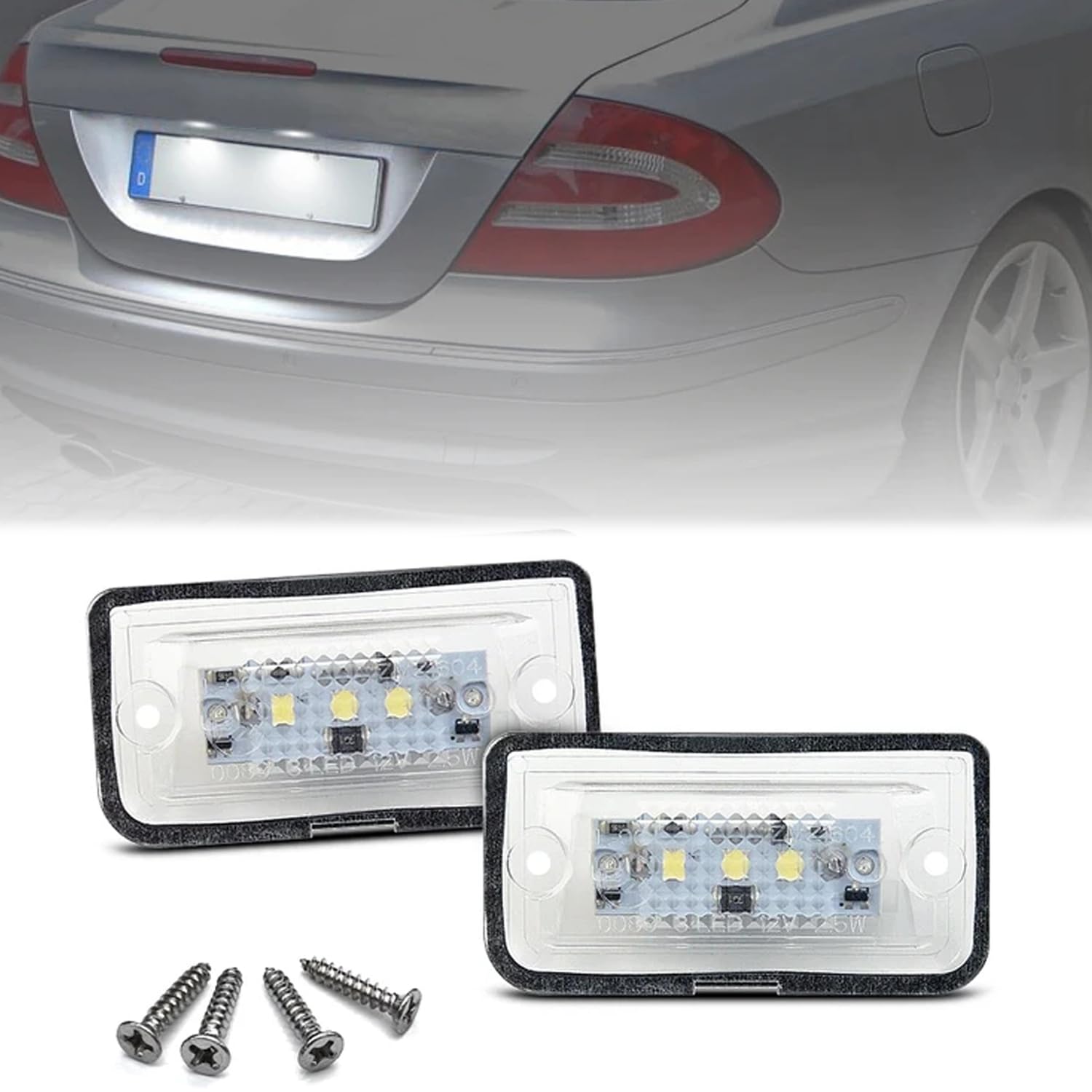 2 x oświetlenie tablicy rejestracyjnej, bez błędu, 6000 K, kompatybilne z Benz C W203 CLK W209 A209 C209 SL R230. Zastąp OEM # A2308200166 A2308200256