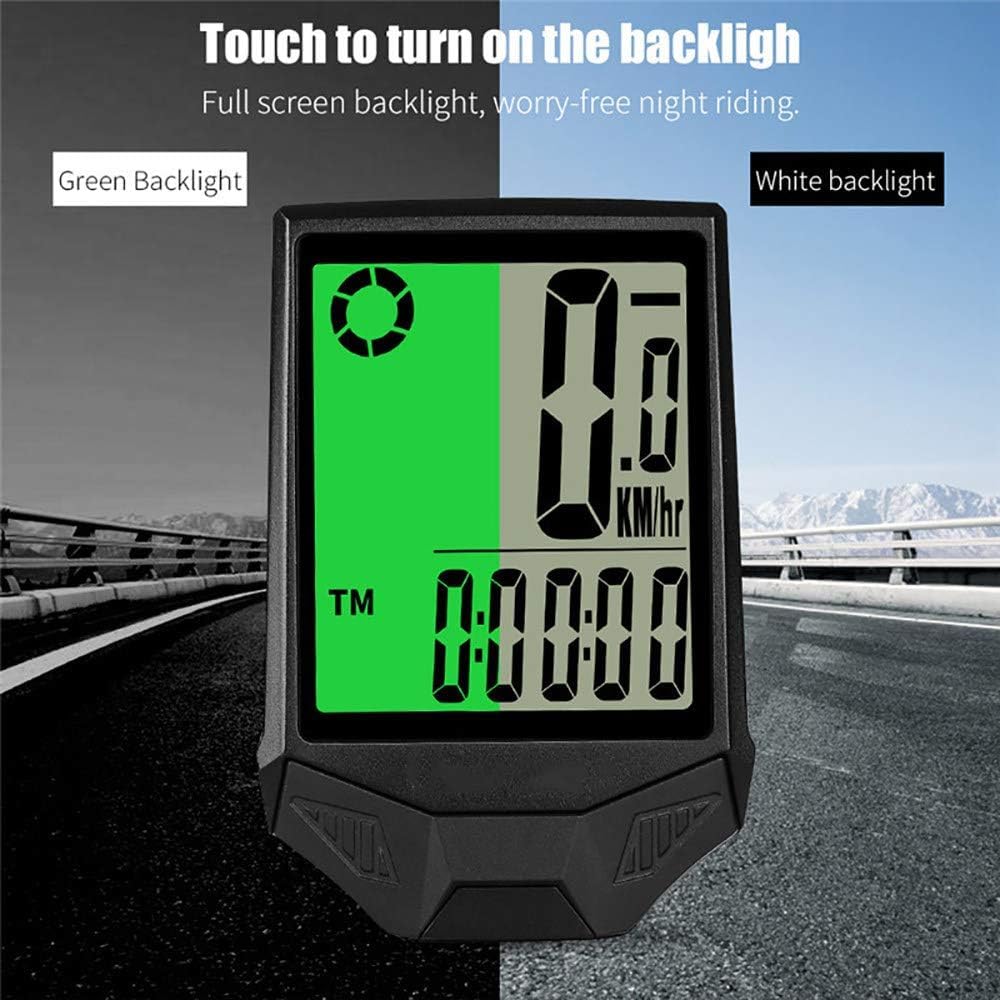 防水自転車スピードメーターと LCD バックライト、メモリ自転車走行距離計(Black)