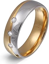 Femar Unisex Partner Ring Wedding Ring Wedding Ring Stainless Steel Cubic Zirconia 168Dac